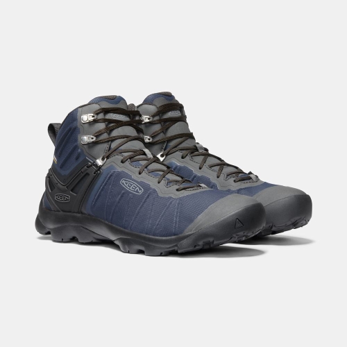 Men's Keen Venture Mid Waterproof Hiking Boots Blue | UBP-387461