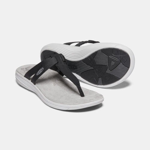 Women's Keen Damaya Flip-Flops Black | AFT-536274