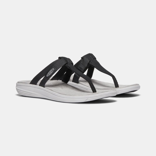 Women's Keen Damaya Flip-Flops Black | AFT-536274