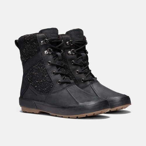 Women's Keen Elsa II Waterproof Wool Winter Boots Black | JGO-389620