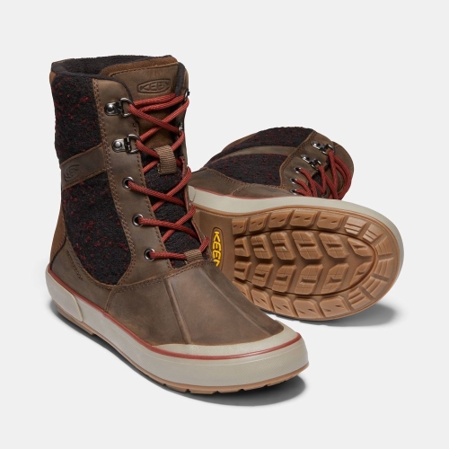 Women's Keen Elsa II Waterproof Wool Winter Boots Brown Black | UCO-620145