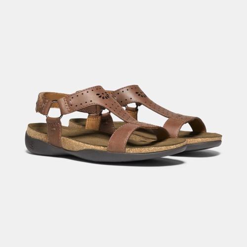 Women's Keen Kaci Ana T-strap Sandals Brown | RVA-324196