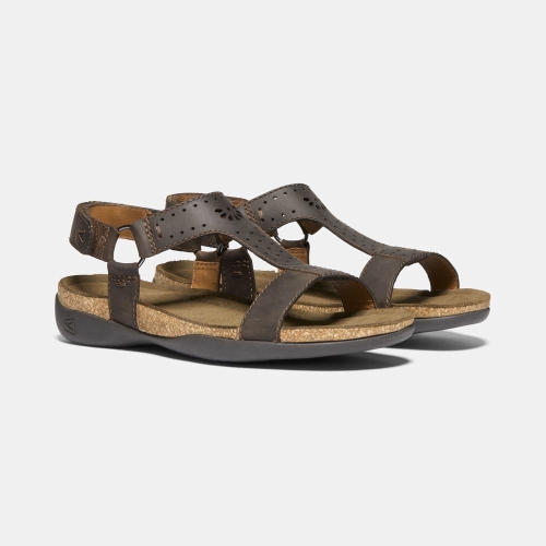 Women's Keen Kaci Ana T-strap Sandals Chocolate | EAM-427085