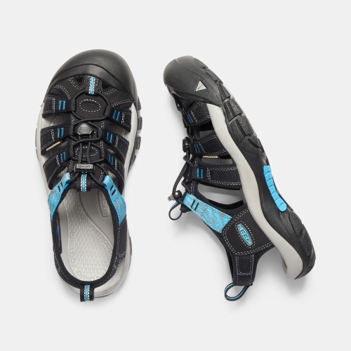 Women's Keen Newport Hydro Hiking Sandals Black Blue | JEB-704291