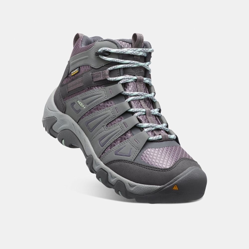 Women's Keen Oakridge Waterproof Mid Hiking Boots Grey Dark Grey | BGQ-691074