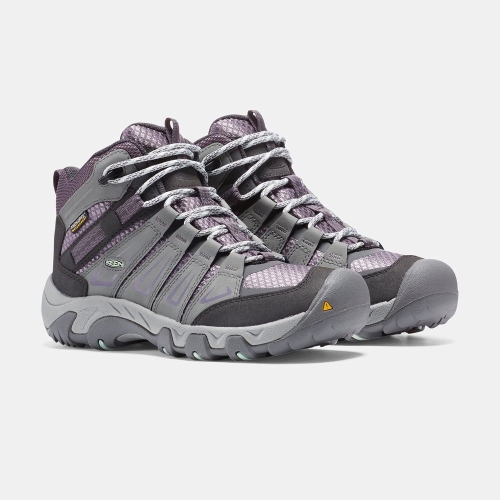 Women's Keen Oakridge Waterproof Mid Hiking Boots Grey Dark Grey | BGQ-691074