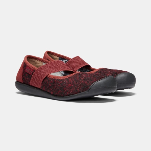 Women's Keen Sienna Wool Mary Jane Shoes Black Red | OZY-349751