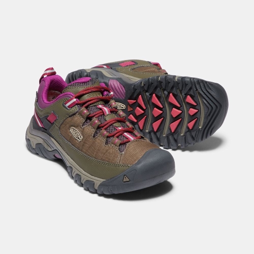 Women's Keen Targhee Exp Waterproof Hiking Shoes Brown Olive Purple | QMP-674283