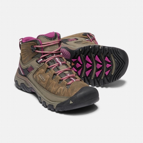 Women's Keen Targhee III Waterproof Mid Hiking Boots Brown Purple | HNT-185397