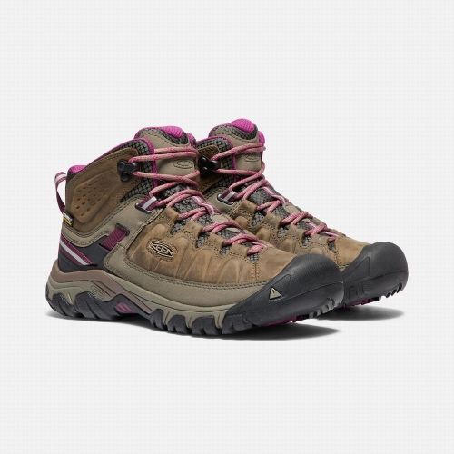 Women's Keen Targhee III Waterproof Mid Hiking Boots Brown Purple | HNT-185397