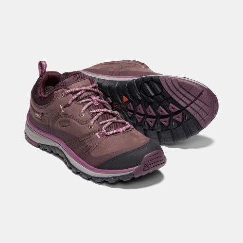 Women's Keen Terradora Leather Waterproof Hiking Shoes Purple | BHX-863572