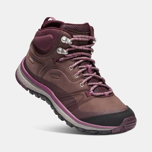 Women's Keen Terradora Leather Waterproof Mid Hiking Boots Purple | JNP-945718