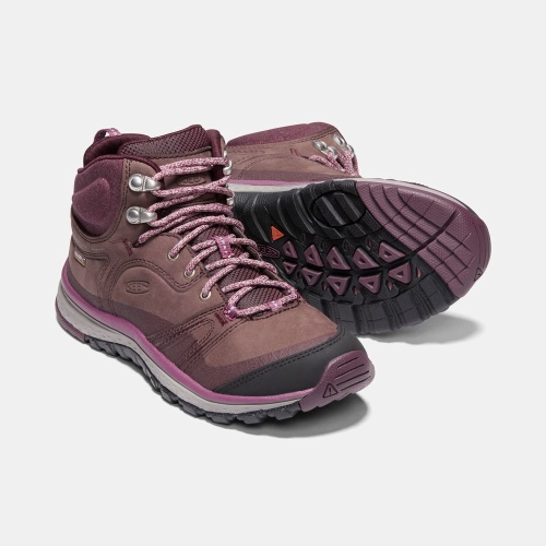 Women's Keen Terradora Leather Waterproof Mid Hiking Boots Purple | JNP-945718