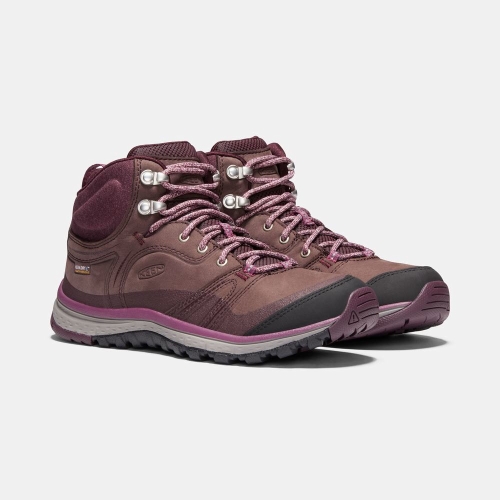 Women's Keen Terradora Leather Waterproof Mid Hiking Boots Purple | JNP-945718