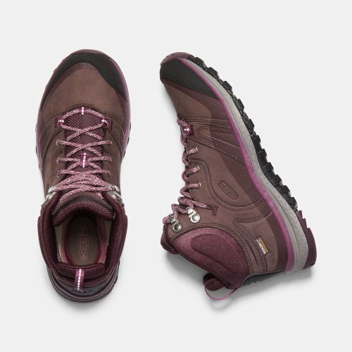 Women's Keen Terradora Leather Waterproof Mid Hiking Boots Purple | JNP-945718