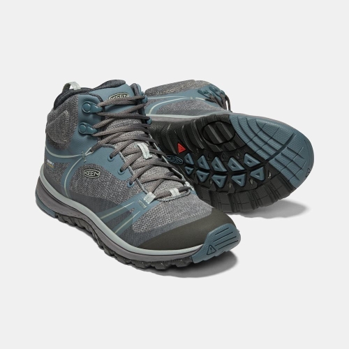 Women's Keen Terradora Waterproof Mid Hiking Boots Grey Blue | SWA-021875