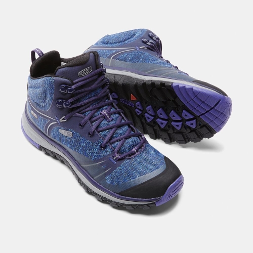 Women's Keen Terradora Waterproof Mid Hiking Boots Blue Purple | VYC-248967