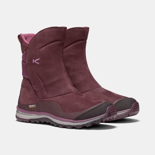 Women's Keen Winterterra Leather Waterproof Winter Boots Burgundy | QAH-314729