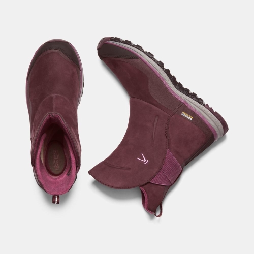 Women's Keen Winterterra Leather Waterproof Winter Boots Burgundy | QAH-314729